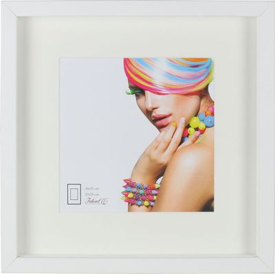 3D Objektrahmen Holz Bilderrahmen quadratisch Wanddeko Collage Poster Fot Rahmen - Farbe: Weiß | Format: 40x40