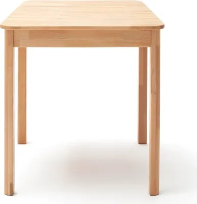 A simple wooden table on a white background.