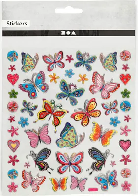 Image de Creativ Company Autocollants fleurs et papillons, 1 feuille