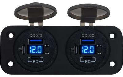 Produktbild von ProRide 12V USB-C QC3.0 6-Port Ladegerät mit Schalter & Voltmeter - Blau