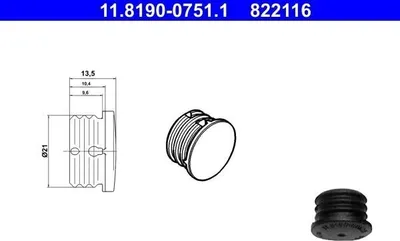 Produktbild von ATE Verschlussstopfen 11.8190-0751.1 21,0mm 13,5mm Kunststoff