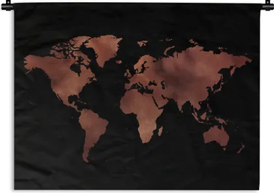 Produktbild von MuchoWow® Wandteppich Wandbehang Weltkarte - Rot - Schwarz 60x45 cm Tapisserie Dekoration Wandtuch - Das Schlafzimmer