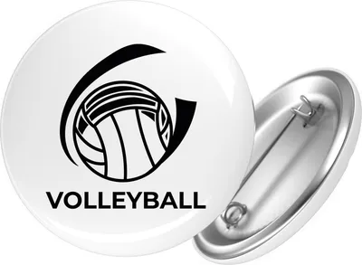 Produktbild von Huuraa Button Volleyball Schriftzug 25mm rund mit Sicherheitsnadel Ansteckbutton Geschenkidee