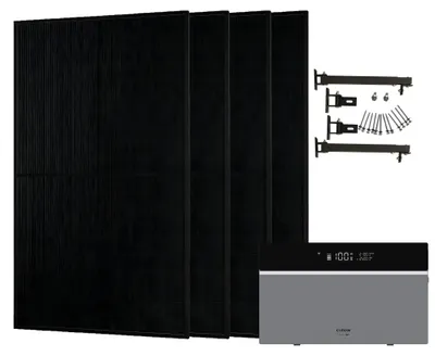 Produktbild von Conow CBE2000 Pro Balkonkraftwerk Komplettset 1820W mit 4x JA Solar 455W bifazial Glas-Glas Modulen inkl. Flachdach-Montagesystem