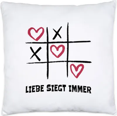 Produktbild von Liebe Siegt Immer Kissen Liebe Liebeserklärung Love Herzen Herzensfreund Herzblatt Schatz Liebling Liebesbeweis