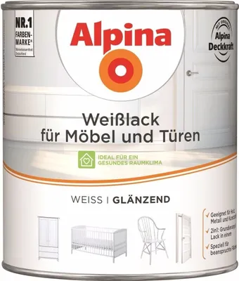 Produktbild von Alpina Weißlack für Möbel & Türen 2 L weiß glänzend