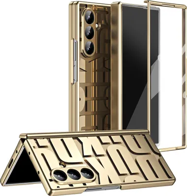 Obrázek produktu pro Pouzdro pro Samsung Galaxy Z Fold 7, galvanizované průhledné pouzdro s ochranou displeje a pantu Zlato