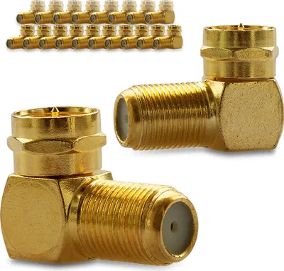 Produktbild von 20x F-Winkelstecker Winkeladapter Stecker Winkel SAT Adapter Kupplung Vergoldet