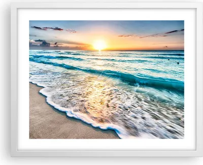 Produktbild von Gerahmtes Poster - Weißer Rahmen - Meer Welle Strand - 50x40 cm - Wand Bild - Wanddeko - Wandbilder - Kunstposter - Wandposter - Bilderrahmen - Bilder - Kunstdruck - Wandbild - P2WAA50x40-3621