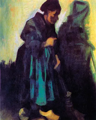Obrázok produktu pre Vincent Van Gogh Art Print Obraz - Roľníčka zametá, 1885 (50 x 40 cm)