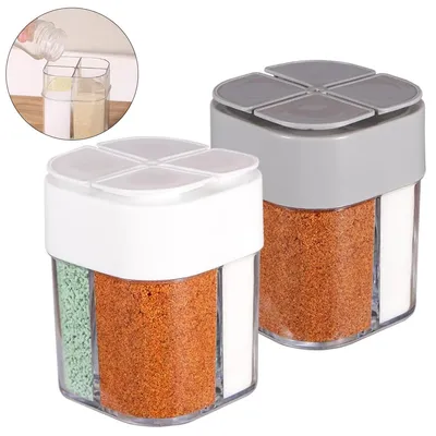 Produktbild von 4-in-1 Gewürzbox,tragbarer Küchenbehälter, Outdoor-Grill, kompakte Fächer für Gewürze, 8,5×6,5×6,5 cm, ideal für Camping und Reisen