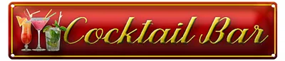 Produktbild von Blechschild 46x10cm Cocktail Bar Kneipe Pub Küche rotes Schild