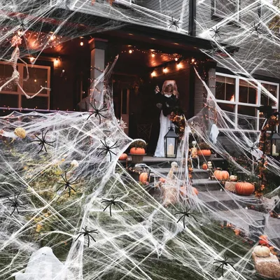 Halloween-Dekorationsset, 400 g Spinnennetz + 100 Teile