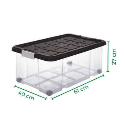 Produktbild von Novaliv 3x Aufbewahrungsboxen mit Deckel Groß 45L Anthrazit Nestbar stapelbar mit Clipverschluss Rollboxen Kunststoff BPA-frei 61x40x26 cm