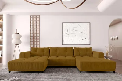 Produktbild von 99rooms Massimo Wohnlandschaft Cordstoff POSO Gold mit Schlaffunktion