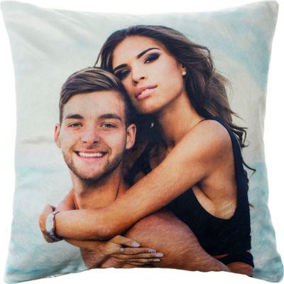 EXTRA Großes FOTOGESCHENK (60x60 cm), MAXI Foto-Kissen mit Foto & Text, Valentinstag (mit Füllung), Flauschige Oberfläche [091]