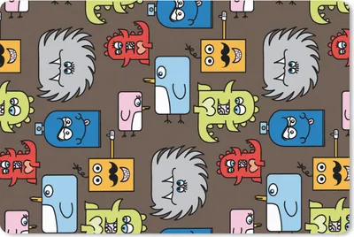 Produktbild von MuchoWow® Schreibtischunterlage Muster - Monster - Tiere - Kinder - Kinder 60x40 cm - XXL Mauspad - Großes Mauspad