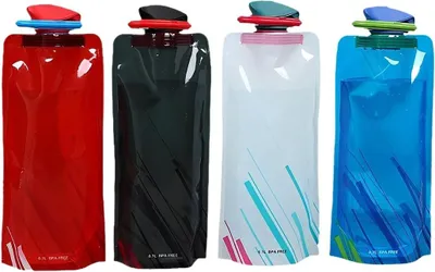 Produktbild von 4 x 700 ml faltbare Flaschen - ideal für Wanderungen - Abenteuer und Reisen - flexible wiederverwendbare Wasserflaschen