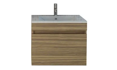 Produktbild von Jet-Line Badset Innsbruck Zebraoptik hell Badmöbel Set Badezimmermöbel Waschtisch SMC-Waschbecken Unterschrank Waschbeckenunterschrank 60 cm Waschtischkonsole Handwaschbecken Waschplatz Schublade SMC Holzoptik Zebra grifflose Optik eingearbeiteter Griff XXL Schublade Schrank Waschtischunterschrank 59,5x45,2x57 cm