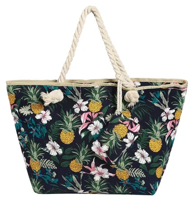 Produktbild von Große wasserdichte Strandtasche mit Reißverschluss Blumenmuster