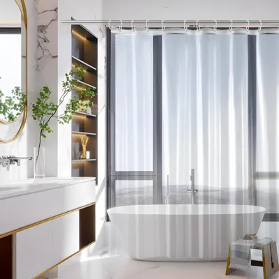 Image de Omgoods - Rideau de douche transparent, 200 x 200 cm, en PEVA