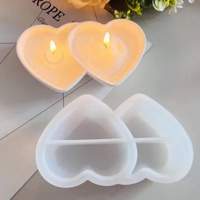 Immagine prodotto di Stampo in silicone a forma di cuore e fiore, adatto per realizzare candele, saponi e oggetti decorativi