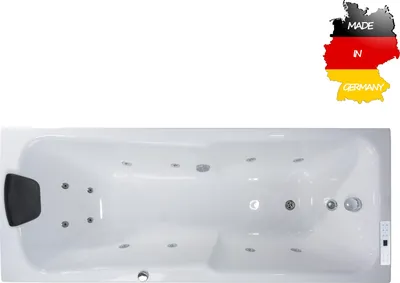 Produktbild von Basera CLASSIC Indoor Whirlpool Badewanne Bali 170 x 75 cm mit 12 Massagedüsen, LED-Ambiente, Touchpanel, Bluetooth und Radio