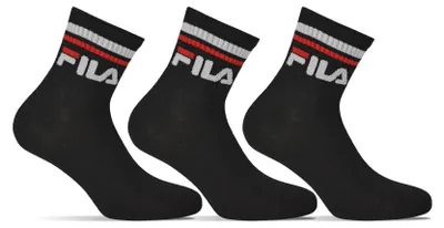 Immagine prodotto di Calzini FILA unisex, 3 paia di calzini corti, sportivi, con logo in vita, neri tinta unita 35-38