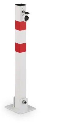 Obrázek produktu pro 3 ks sklopných sloupků, ocel, k ohraničení parkoviště, výška: 65 cm, uzamykatelné, hranaté parkovací sloupky, bílo-červené, Obrázek vytvořený pomocí AI