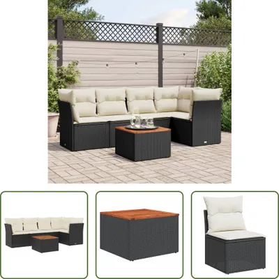 Produktbild von The Living Store 6-tlg. Garten-Sofagarnitur mit Kissen Schwarz Poly Rattan