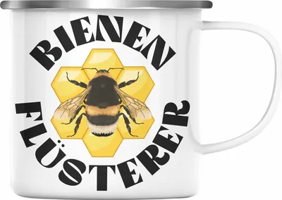 Produktbild von Trendation - Imker Geschenke Emaille Tasse Bienenzucht Emaille Emaille Tasse Geschenkideen Bienenzüchter Bienen Zuebhör Geschenke Lustig (Silber)