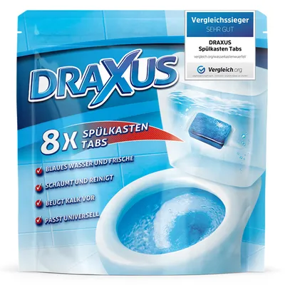 Produktbild von DRAXUS 8x Spülkasten Tabs I Wasserkastenwürfel für den Spülkasten I WC Tabs färben das Wasser blau I Sorgen für Frische und hygienische Sauberkeit