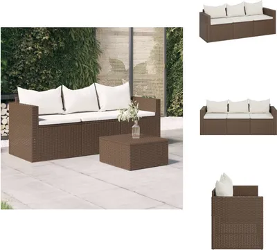Image de vidaXL Canapé de jardin 3 places avec coussins, en rotin synthétique marron -  Canapés de jardin
