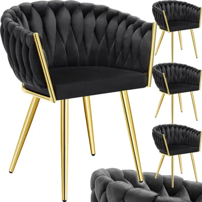 Obrázek produktu pro tectake® Set jídelní židle Astano čalouněná, se sametovým potahem, pletený vzor 60,5 x 55 x 75 cm