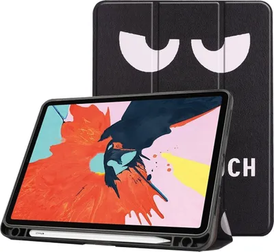 Produktbild von Mobigear Tri-Fold Gel iPad Air 5 (2022) Hülle TPU,Kunstleder Klapphülle + Stifthalter - Do Not Touch