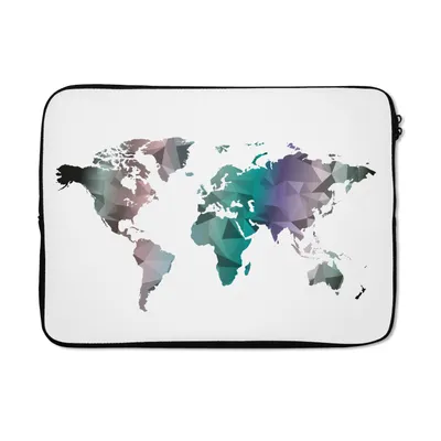 Produktbild von MuchoWow® Laptop Hülle 13 Zoll Weltkarte - Abstrakt - Farben - Kinder - Jungen - Mädchen Laptoptasche - Laptophülle - Sleeve - Rundumschutz