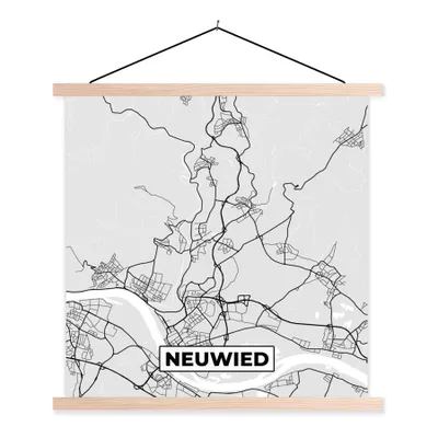 Produktbild von MuchoWow® Textilposter Neuwied - Karte - Stadtplan - Deutschland 40x40 cm mit holzfarbenen Rahmen - Posterleiste