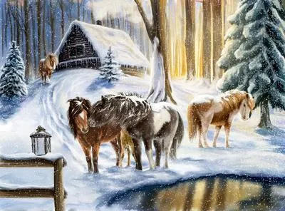 Image de Calendrier mural chevaux d'hiver