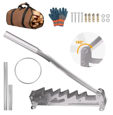 Produktbild von Eikuavons Manueller Holzspalter aus Mangan- und Gussstahl, Silber, wandmontiert, mit abnehmbarem Griff und Zubehörset