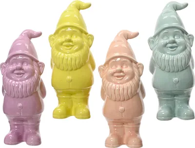 Produktbild von Wetterfester Keramik-Gartenzwerg in Pastellfarben, Deko-Figur, 34,5x14x15 cm