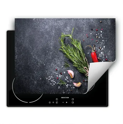 Immagine prodotto di DarHaus Piastra di copertura per fornelli 80x52 cm Tappetino antiscivolo Roll-up, ardesia - Peperoncino - Spezie