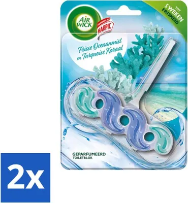 Image de Air Wick – Bloc WC – Brume marine fraîche & Corail turquoise - Pack économique - 2 pièces