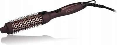 A studio shot of a thermal hair brush on a white background.