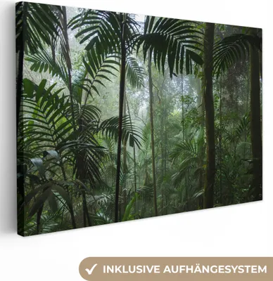 Produktbild von MuchoWow® - Leinwandbilder - Regenwald - Tropisch - Dschungel - Bäume - Pflanzen, Wandbild, Wanddeko Bilder Wohnzimmer, 90x60 cm