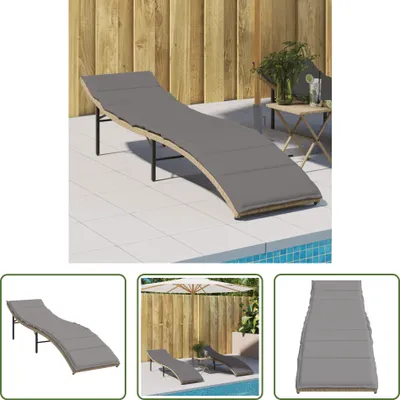 Image de The Living Store Bain de soleil avec coussins Beige 55x199x50 cm Poly Rattan