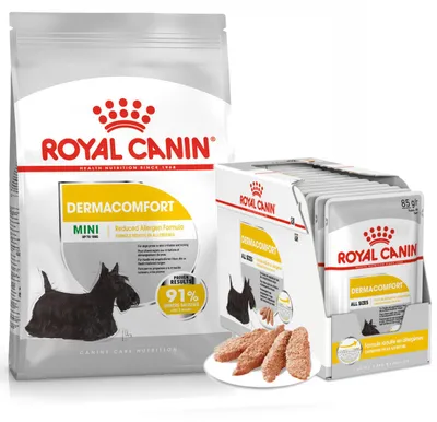 Zdjęcie produktu dla Royal Canin Dermacomfort Mini Karma Sucha Dla Psów O Wrażliwej Skórze 1kg + Pasztet 12x85g