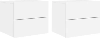Image de Tables de chevet murales avec lumières LED 2 pcs blanc