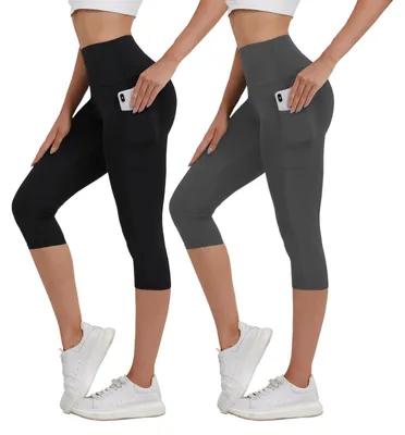 Produktbild von Damen Capri-Leggings mit hohem Bund und Taschen – Schwarz