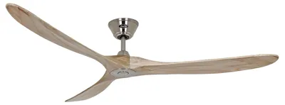 Immagine prodotto di Ventilatore da soffitto a risparmio energetico con telecomando Eco Genuino 180 cm Cromo opaco / Legno naturale