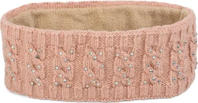 Produktbild von styleBREAKER Damen Stirnband mit Zopfmuster und Strass, weiches Fleece Innenfutter, Haarband, Headband 04026001